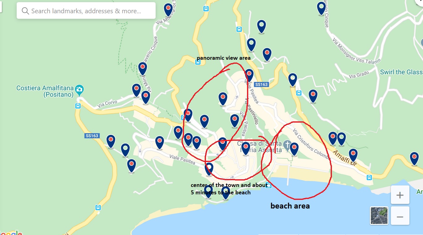 Map of HOtels in Positano